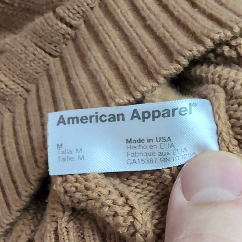 American Apparel Brown Cable Knit Sweater - Picture 3 of 5